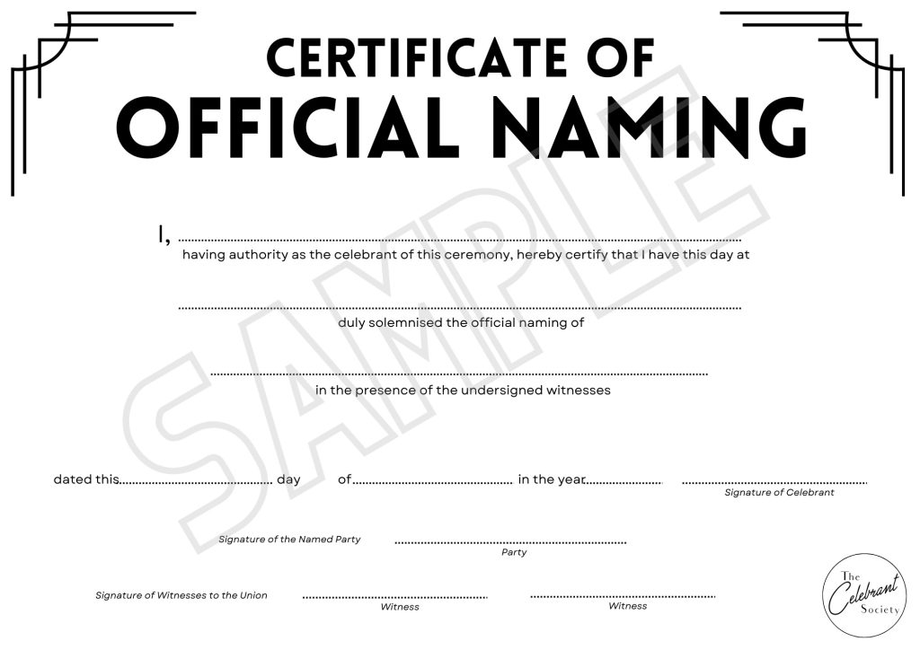 Naming Days Certificate Bundle - The Wedding Society