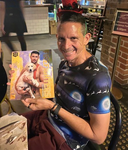 Sure, puppies are cute, but have you heard of firemen holding puppies? Stephen Tasselli reckoned he got the best present of the night… but only because the gift supports a good cause, of course…